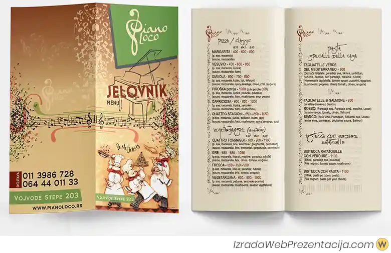 jelovnik za ugostiteljstvo
